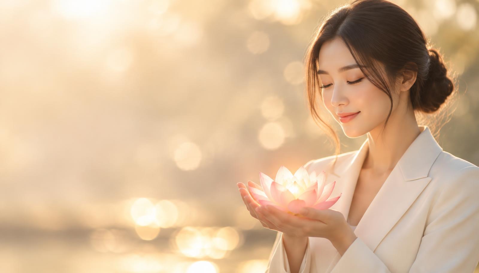 手捧莲花的女子